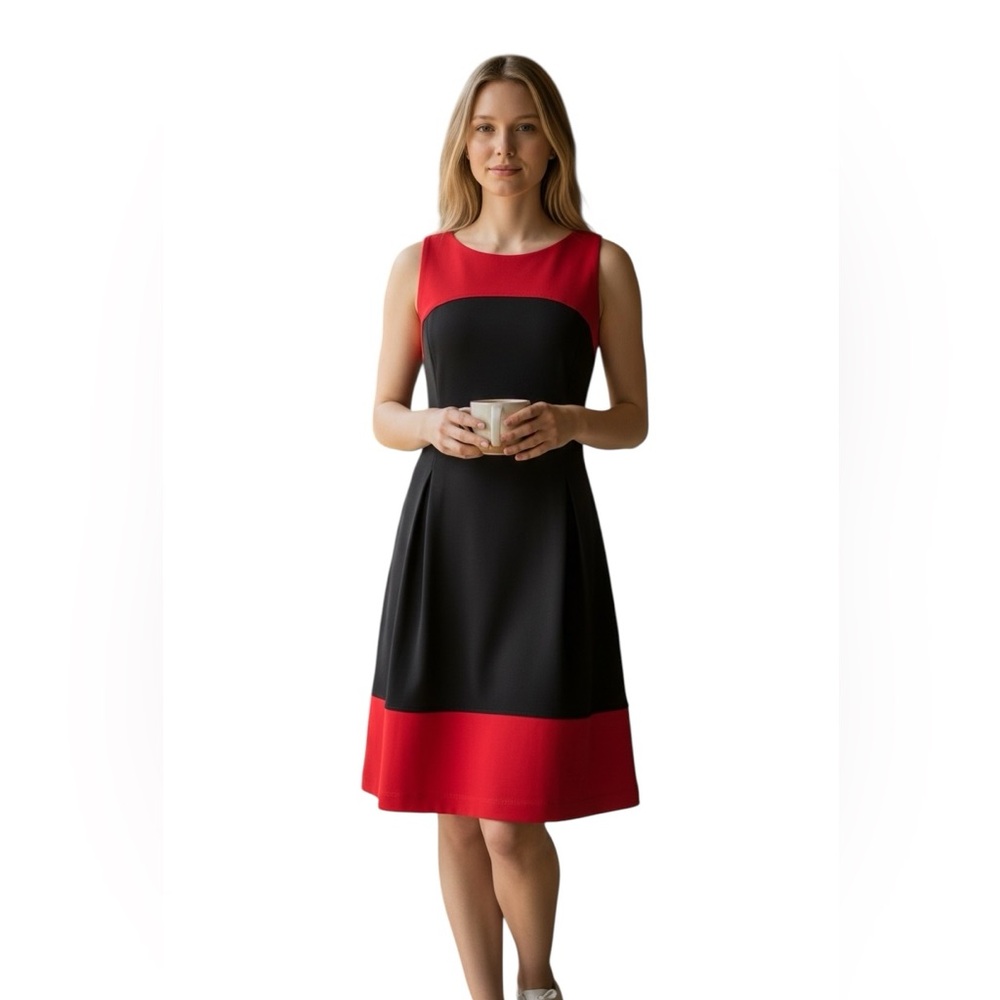 Tommy Hilfiger Red and Black Midi Dress Size 10
